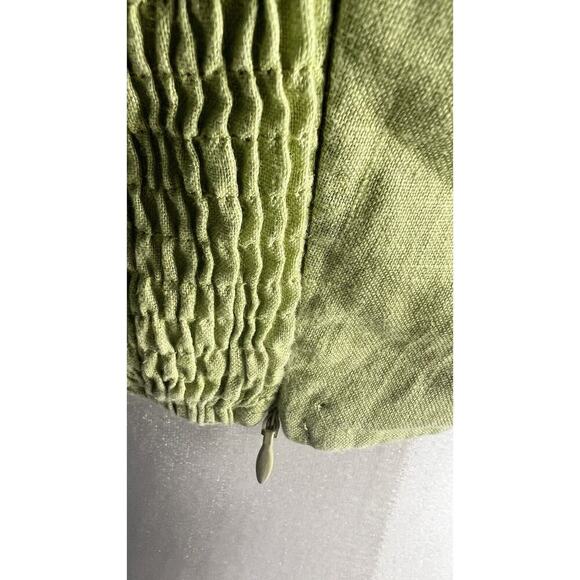 The Editors Markets Womens Linen Green Smocked Zip Halter Crop Top Sz 8 - Picture 5 of 10